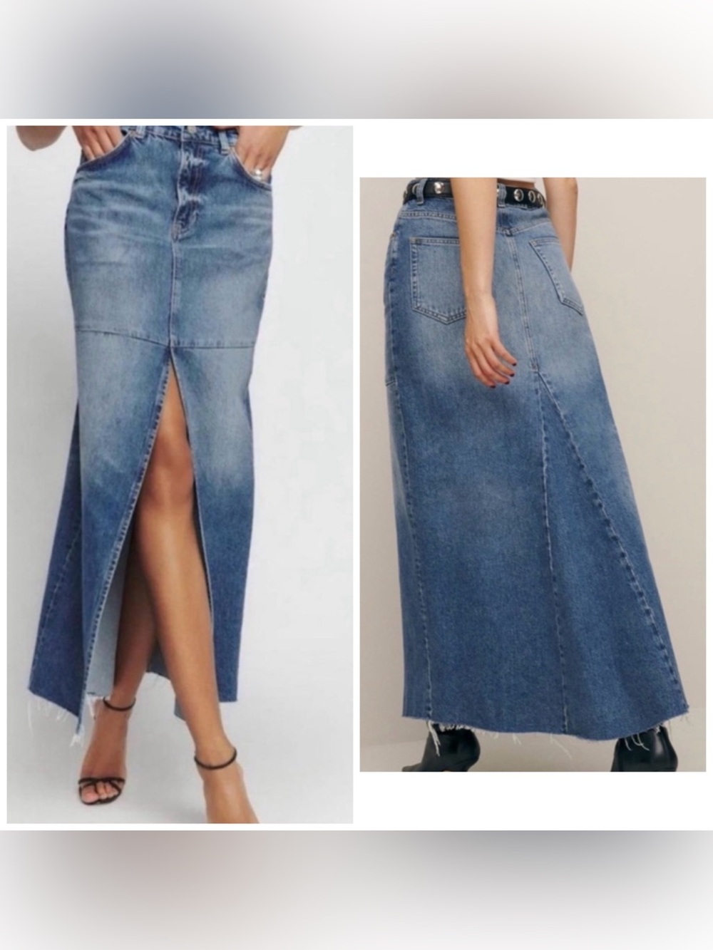 NWT Reformation Tazz Maxi Denim Skirt Size 28